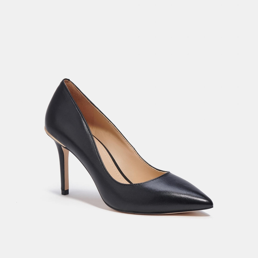 Coach Leather Pumps With Gold C - Office Workwear 3.5 Inch Heels